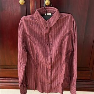 Pilcro Burgundy Striped Blouse